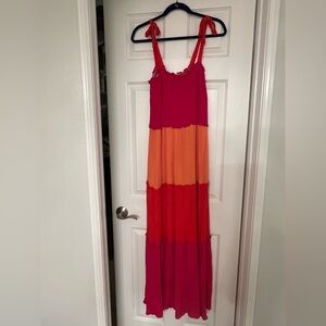 BeBop Pink and Orange Maxi Dress